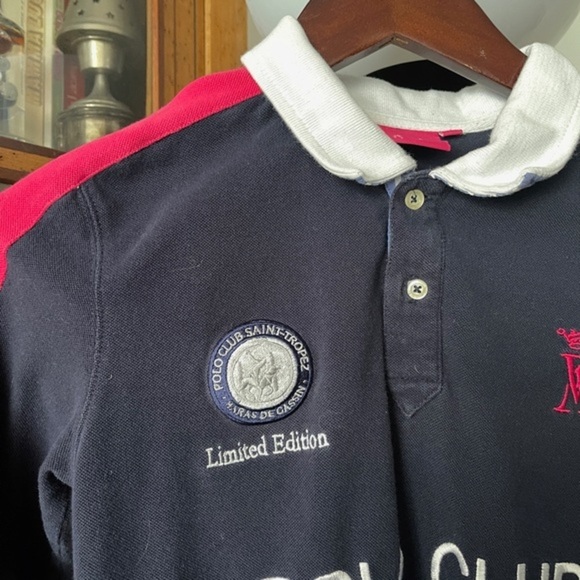 Polo shirt top XS Vicomte A long sleeves Collection Saint Tropez blue - Picture 2 of 7